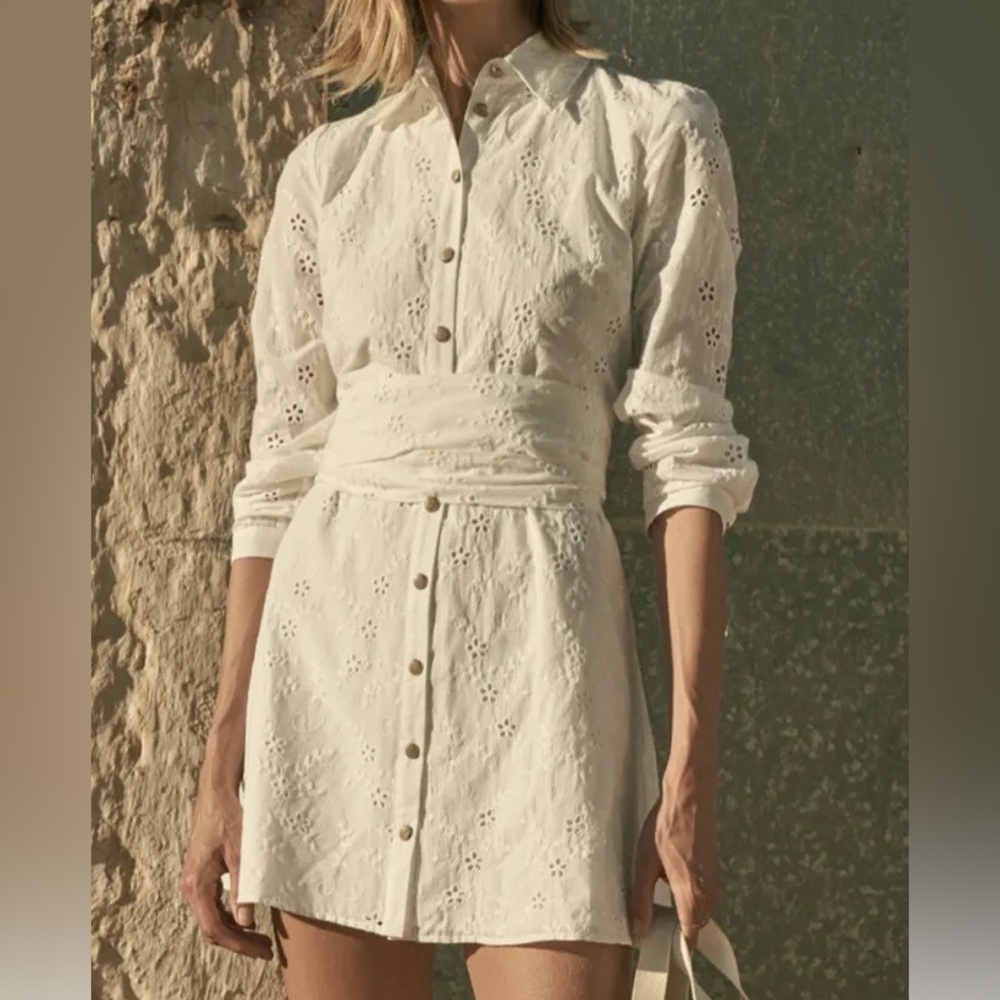 Zara White Mini Embroidered Dress